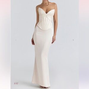 House Of CB Ivory Satin Corset Maxi Gown - Limited Edition